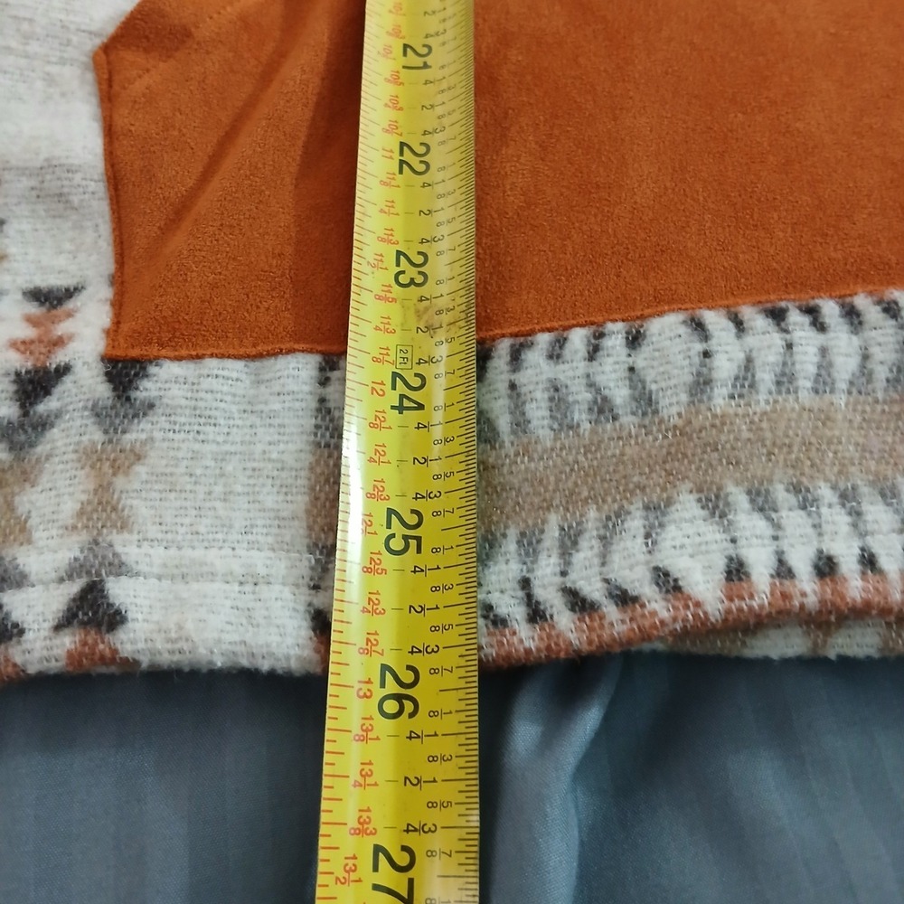 Southwestern Aztec Print Quarter Zip Hoodie Rust Geometric Pullover Women Large‎ - Picture 6 of 7